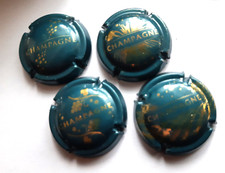 4 capsules de champagne generiques n°  CHAMPAGNE  Vert bouteille et or