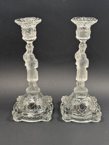 Paire bougeoirs verre - paire, de