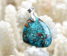 Shattuckite & Goethite 21 carats - pendentif cabochon pierre naturelle - Namibie