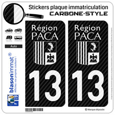 2 Stickers autocollants plaque d'immatriculation 13 PACA - White Carbone-Style