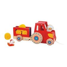 Janod - Tracteur à Tirer - Jouet d'Éveil - 1 Tracteur Enfant + 6 Accessoires - R