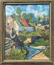 Tableau peinture ancienne paysage Saint Cloud expressionniste