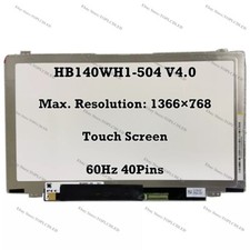 HB140WH1-504 V4.0 14.0" HD 45% NTSC 40 Pins LCD Tactile Écran Affichage Panneau