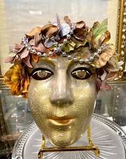 Ancien masque vénitien unique peint à la main L. SIR Paris années 70 - 80