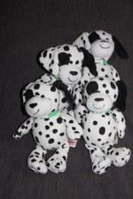 doudou peluche KINDER CHIEN DALMATIENS NOIR BLANC 23 cm LOT DE 4