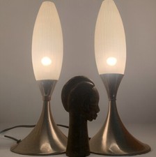 Duo Lampes Vintage Design moderniste fusée space age Ufo métal opaline "PROMO"