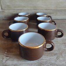 7 Tasses Soucoupe Café Porcelaine Liseret Doré  Collection Bar Bistrot
