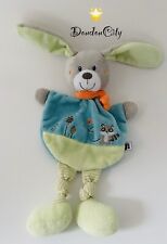 3937? Doudou Plat TEX BABY Lapin Chien Bleu Vert Orange