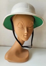 Taille 58 Chapeau colonial tropical blanc doublure verte Ideal Casque français