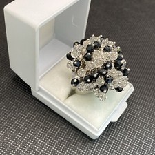 Ancienne Grosse Bague En Argent Massif 925 AGATHA Perle Jonc Anneaux Créateur