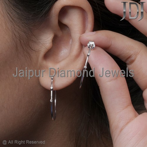 Solide 14k blanc oreille - solide,