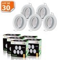 Lot de 30 Spot led encastrable complete orientable blanc avec ampoule gu10 230v 
