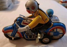 Jouet Moto Side Car Remontoir Mécanique QSH MS709 En Tôle Vintage