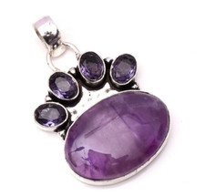 Pendentif améthyste argent sterling 925 pierre précieuse pendentif bijou fait...