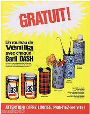 PUBLICITE ADVERTISING 105  1966   DASH  lessive en baril  décor VENILIA ADHESIF