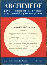 Matematica ARCHIMEDE n. 2-3 1962  insegnanti cultori matematiche pure applicate