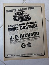 Publicité BMC Austin Mini Monte Carlo 1967 advert presse coupure publicitaire