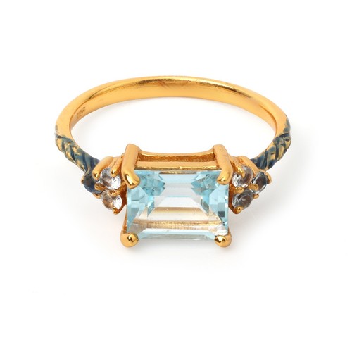 Bague topaze bleue - , naturelle
