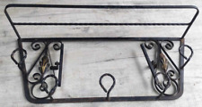 ANCIEN grand porte manteau mural  en fer forgé début XX ème 79/29 cm