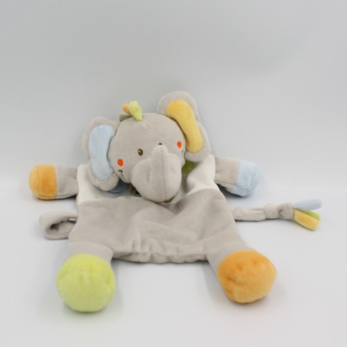 Doudou plat éléphant gris