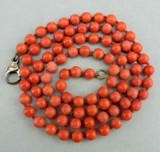 Vintage Collier Perles en Corail rouge fermoir en vermeil collier en corail