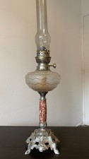 Lampe à pétrole Hasag Hugo / Antique German Oil Lamp – Marble & Kamenz Crystal