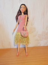 Robe  crochet corail et dorée