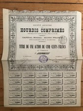 RARE =  HOURDIS COMPRIMES 1892