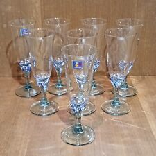 Flûtes À Champagne Art Déco, Pied Bleu, Blanc Et turquoise,Luminarc, Tulipe