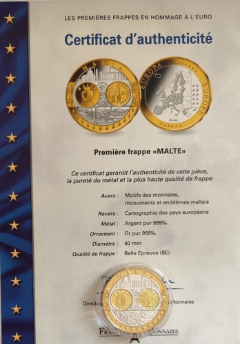 Médaille 1ère frappe malte - médaille,