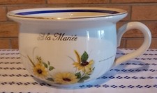 Ancien pot de chambre faïence A la mariée Moulin des loup Orchies œil humour