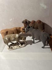 Santon Ancien Devineau Lot 4 Bœuf Âne Chameau Floque Mouton crècheNoël 13/15.5cm