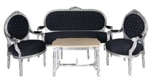 Ensemble De Salon Canapé Baroque Meubles Rembourrés Rococo 2 Fauteuils Table