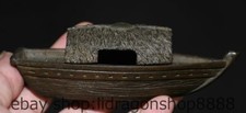 5.2 "sculpture de petit bateau en bois de bateau de paille en bronze chinois"