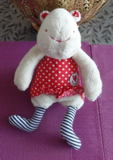 S13 / doudou peluche hippopotame robe rouge pois blanc TERRE DE MARINS