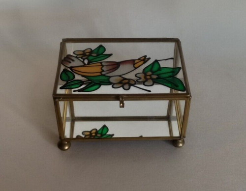 Boite bijoux laiton verre - boite,