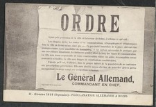 CARTE POSTALE 14-18: PROCLAMATION ALLEMANDE DANS REIMS OCCUPé