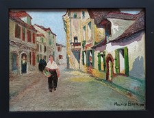 Rue animée au Pays Basque - c. 1930 - Maurice BINER, peintre juif