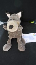 Grand doudou peluche marionnette loup marron gris NICI 32cm