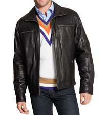 Blouson homme style années 90 vintage en cuir noir fait main bombardier...