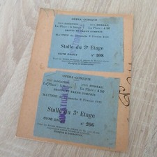2 BILLETS OPERA COMIQUE 1925