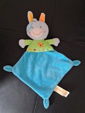 Doudou plat cheval bleu vert