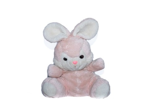 Ancienne peluche lapin rose - lapin,