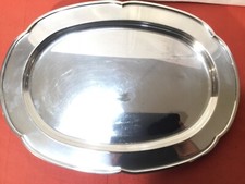 Plateau ovale en métal « traité argent, Italy », longueur 39cm
