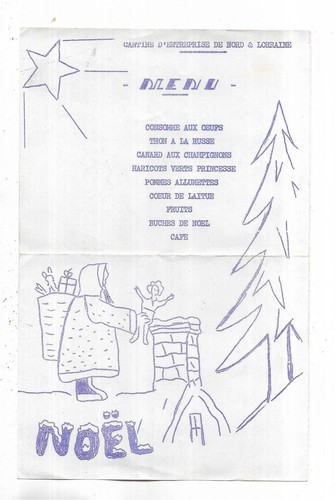 Menu original dessiné
