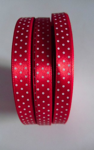 Ruban satin rouge plumetis - satin,