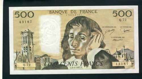 Billet 500 francs - 500, pascal