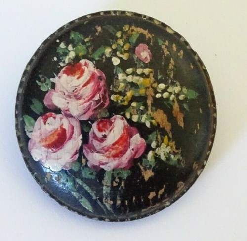 Broche bois peint vintage - bois,