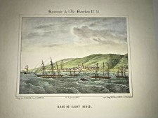 REUNION ISLAND SAINT DENIS 1847 ROUSSIN LARGE NICE ANTIQUE VIEW 19e CENTURY