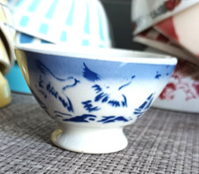 ANCIEN PETIT BOL DE GRAND MERE BADONVILLER DE COLLECTION BATEAU OISEAUX MER BLEU